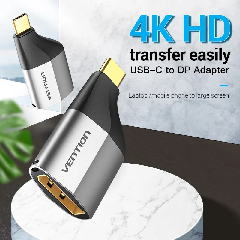 Vention Type-C to DP Adapter Gray Metal Type - Image 2