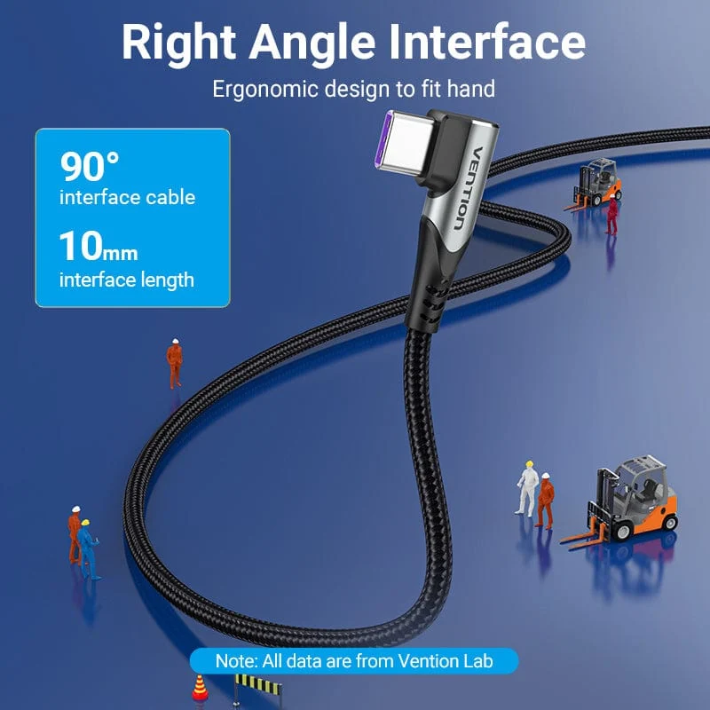 Vention USB 2.0 C Male Right Angle to C Male 5A Cable Aluminum Alloy Type - Image 3