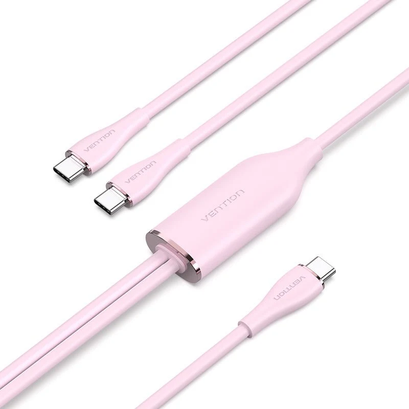 Vention USB 2.0 Type-C Male to 2 Type-C Male 5A Cable Silicone Type - Image 3