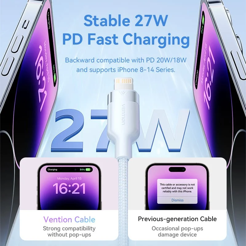 Vention USB 2.0 Type-C Male to Lightning Male 3A Cable Aluminum Alloy Type - Image 8