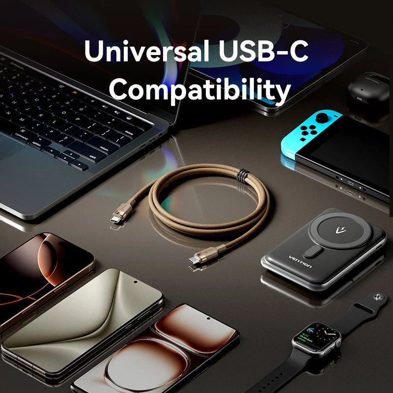 Vention USB 2.0 Type-C Male to Type-C Male 3A Cable Gold Aluminum Alloy Type - Image 10