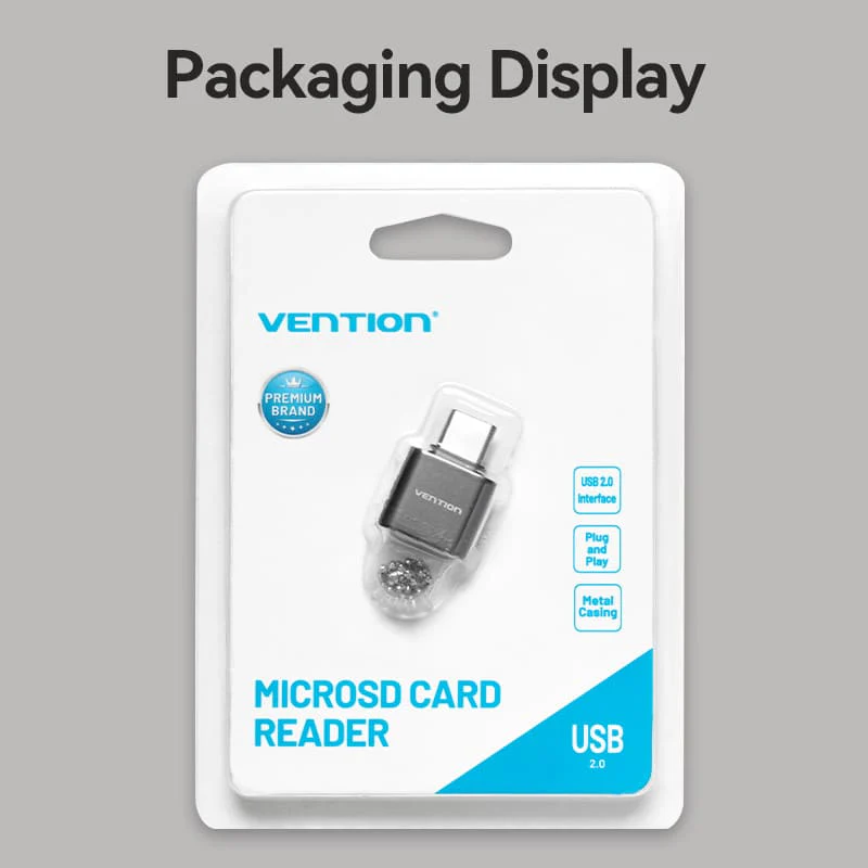 Vention USB 2.0 Type-C MicroSD Card Reader Gray Zinc Alloy Type - Image 12