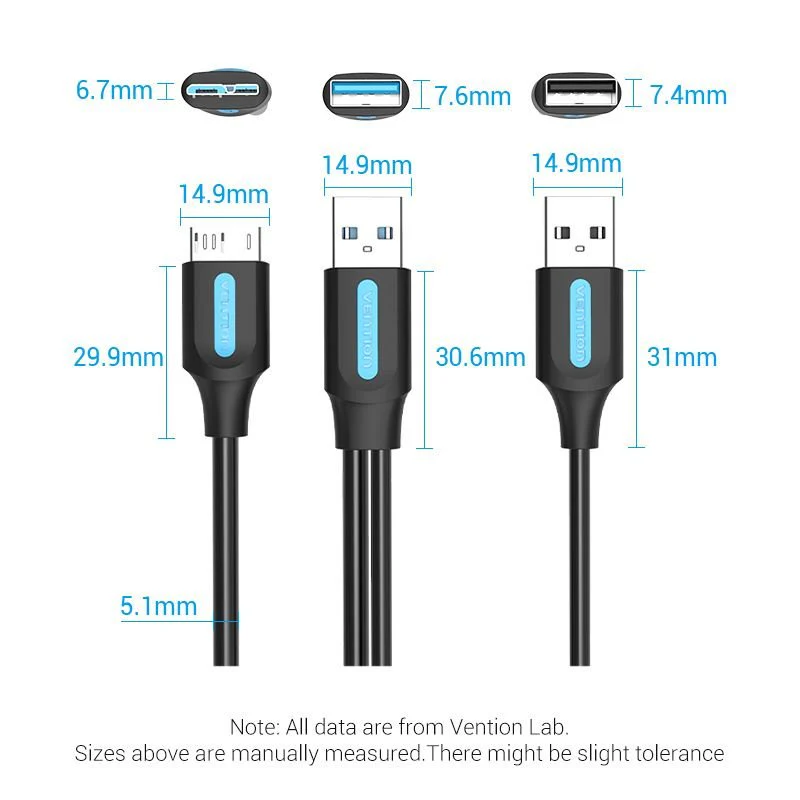 Vention  USB 3.0 A Male to Micro-B Male Cable with USB Power Supply PVC Type - Image 10