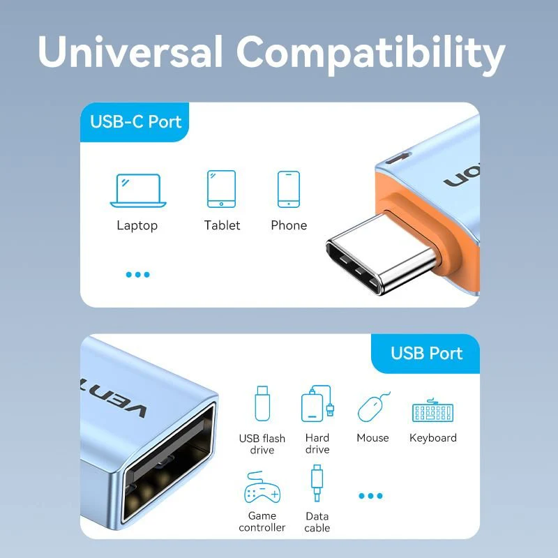 Vention USB 3.1 Type-C Male to USB Female OTG Adapter with Lanyard Aluminum Alloy Type - Image 10