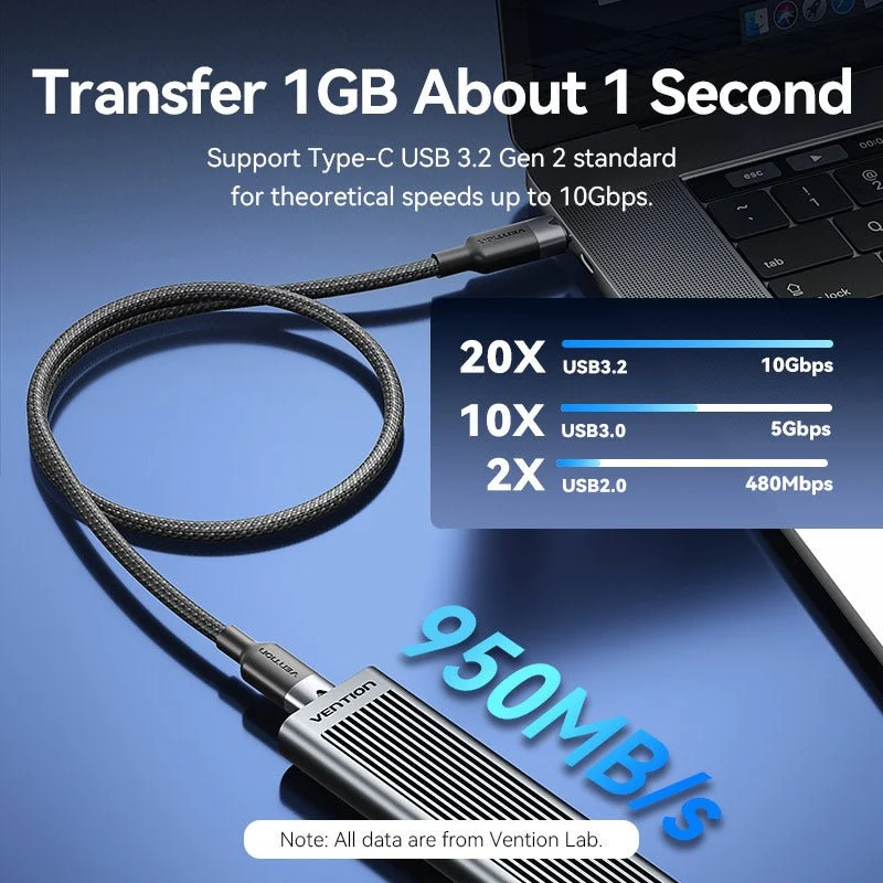 Vention USB 3.2 Gen2 C Male to C Male 10Gbps Cable Aluminum Alloy Type - Image 5