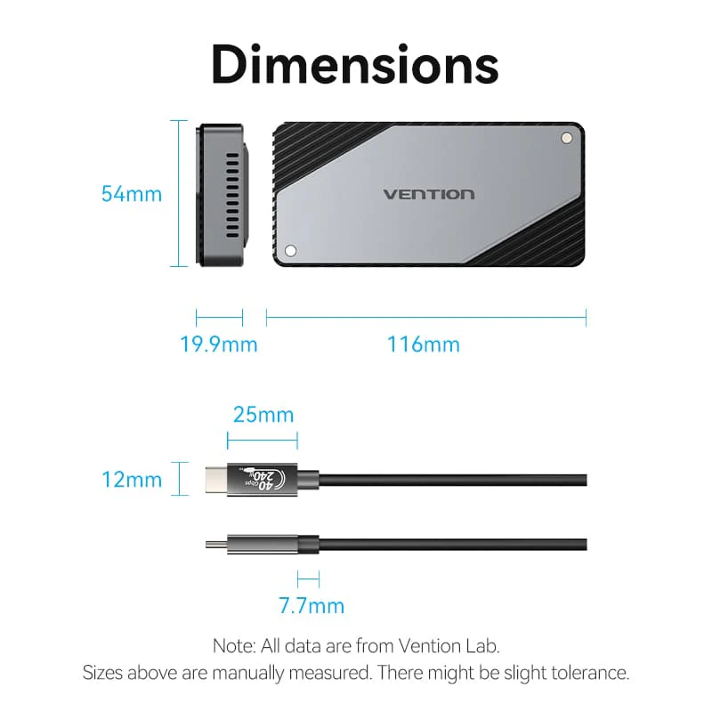 Vention USB 4.0 M.2 NVMe SSD Enclosure (USB 4.0 Type-C) Gray Aluminum Alloy Type - Image 15