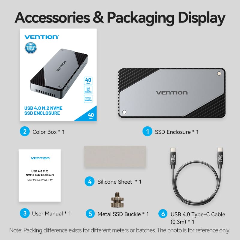Vention USB 4.0 M.2 NVMe SSD Enclosure (USB 4.0 Type-C) Gray Aluminum Alloy Type - Image 16