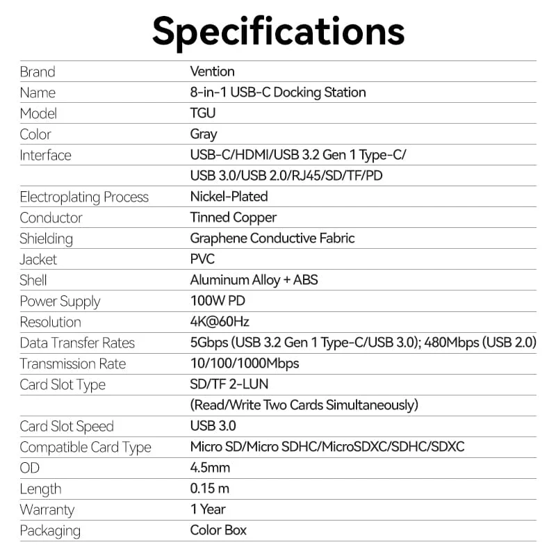 Vention 8-in-1 USB-C Docking Station - Image 14