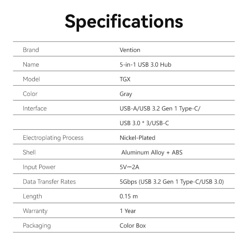 Vention 5-in-1 USB 3.0 Hub - Image 10
