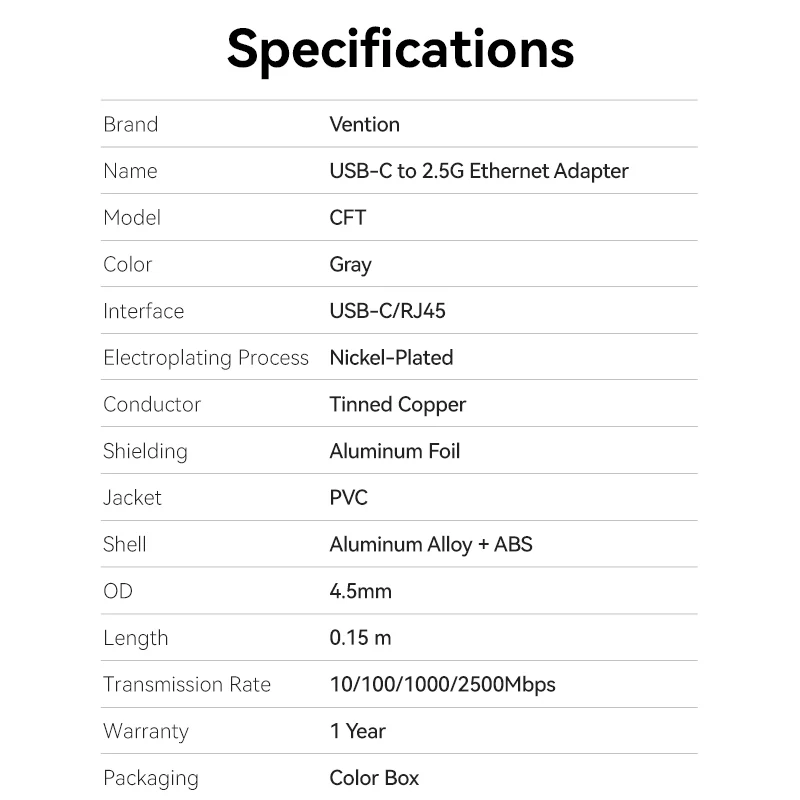 Vention USB-C to 2.5G Ethernet Adapter - Image 12