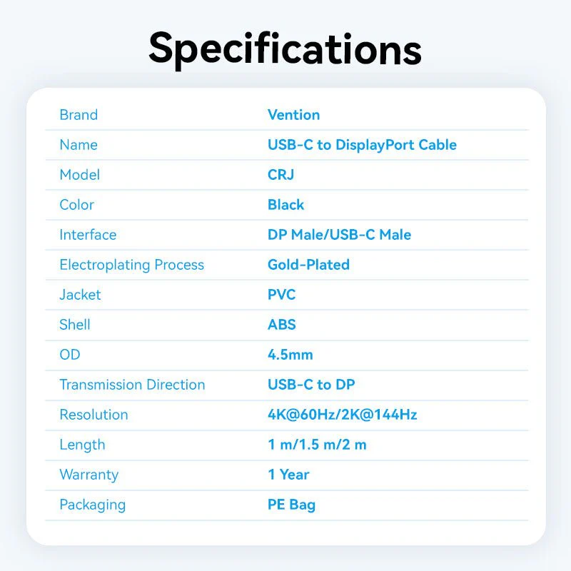 Vention USB-C to DP 4K HD Cable - Image 12