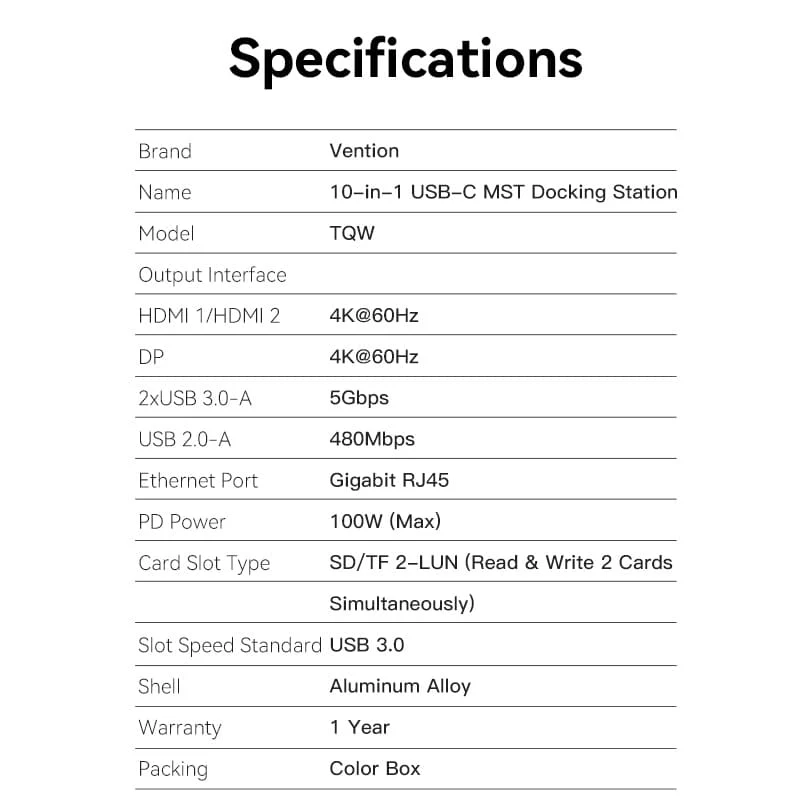Vention 10-in-1 USB-C MST Docking Station - Image 17