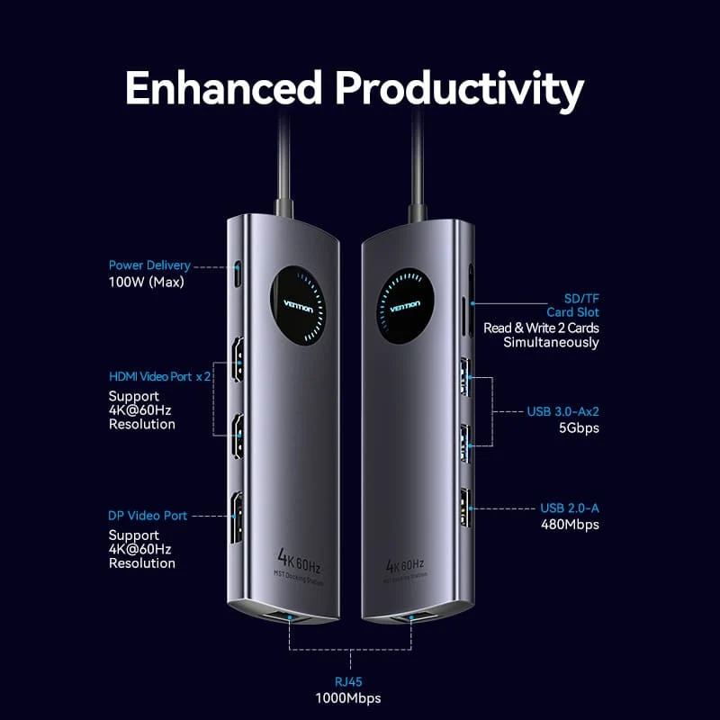 Vention 10-in-1 USB-C MST Docking Station - Image 4