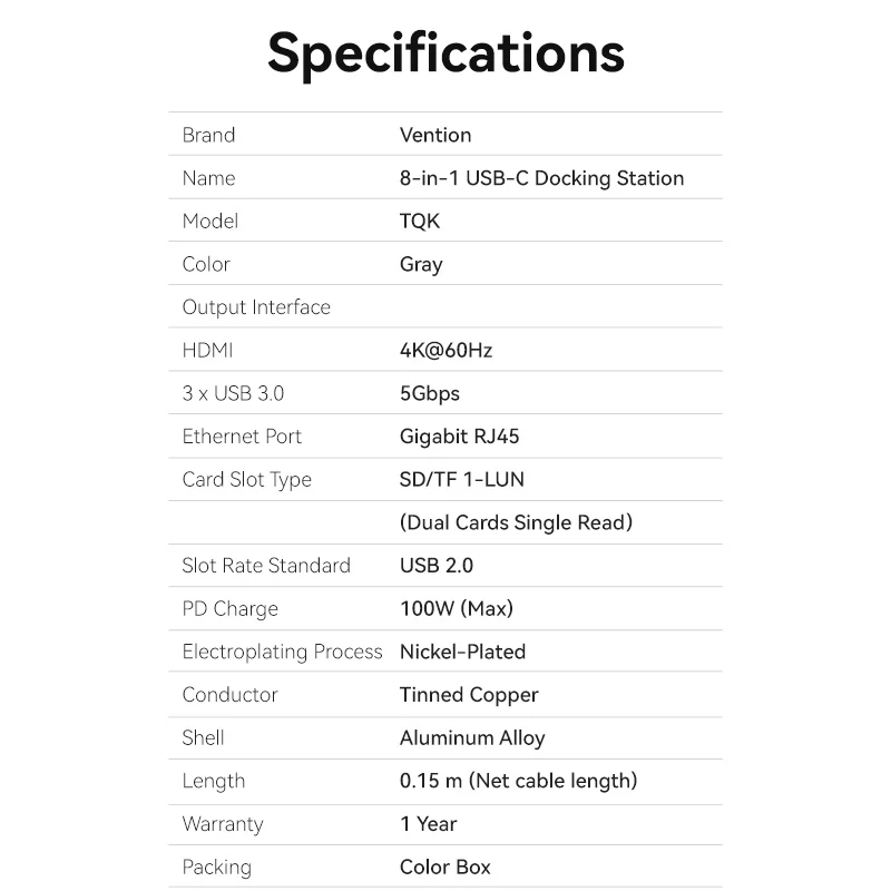 Vention 8-in-1 USB-C Docking Station - Image 12