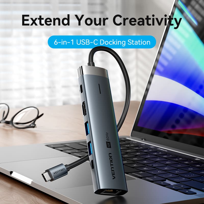 Vention 6-in-1 USB-C Docking Station - Image 2