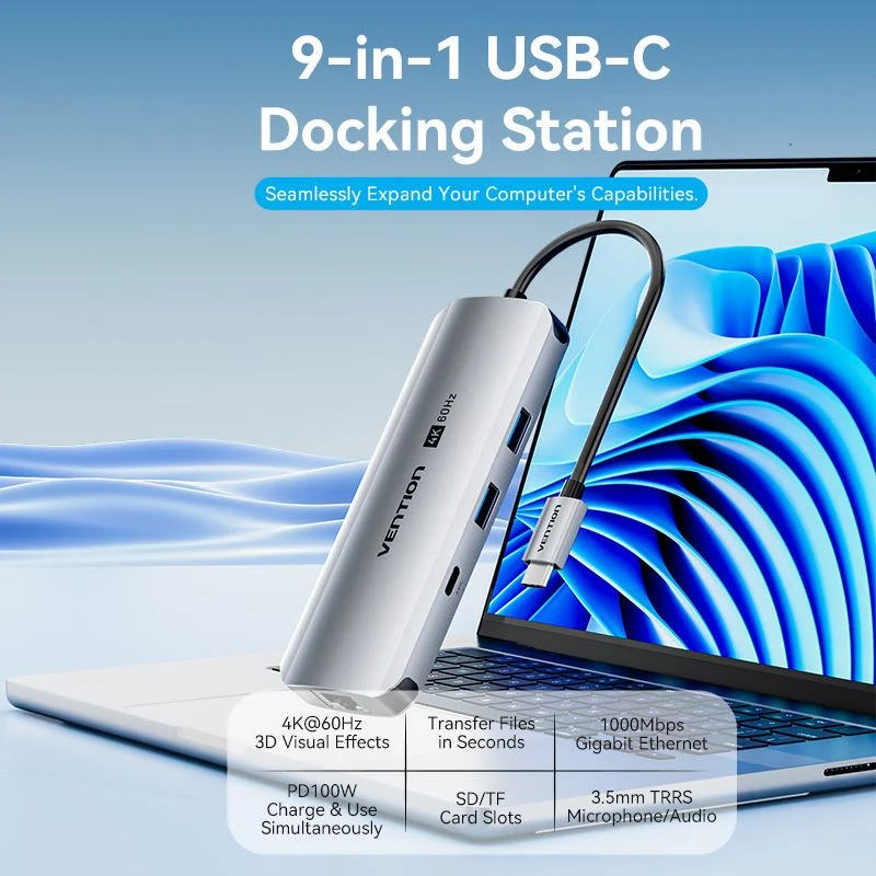 Vention 9-in-1 USB-C Docking Station - Image 2