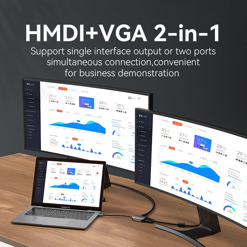 Vention USB-C to HDMI™/VGA Converter 0.15M Gray Aluminum Alloy Type - Image 3