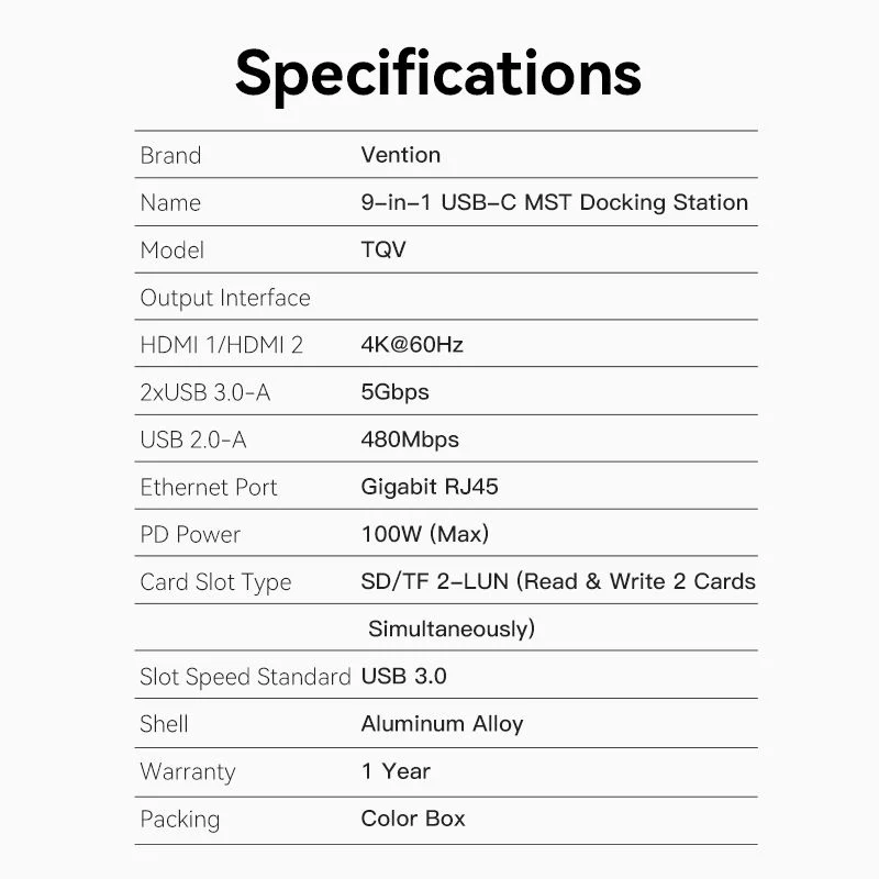Vention 9-in-1 USB-C MST Docking Station - Image 16