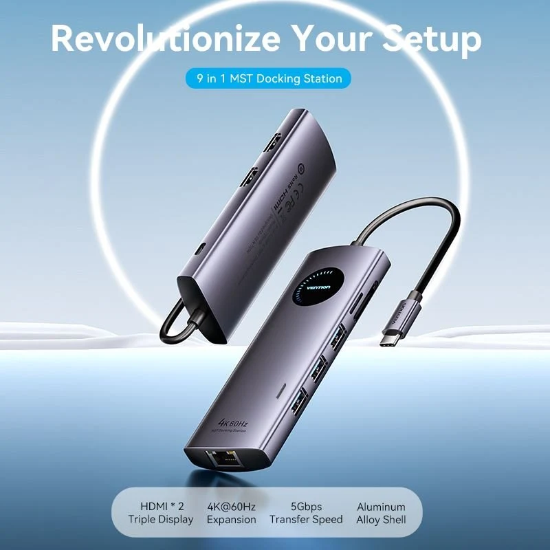 Vention 9-in-1 USB-C MST Docking Station - Image 2