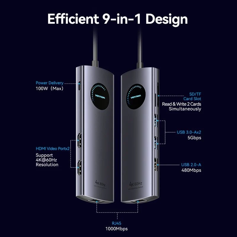Vention 9-in-1 USB-C MST Docking Station - Image 4