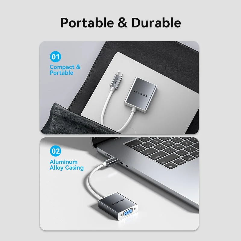 USB-C to VGA Converter 0.15M Silver Aluminium Alloy Type - Image 9