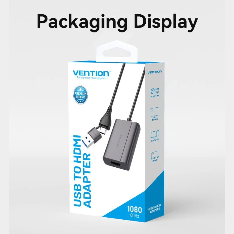 Vention  USB-C + USB-A to HDMI™ Adapter 0.15M Gray Aluminium Alloy Type - Image 15