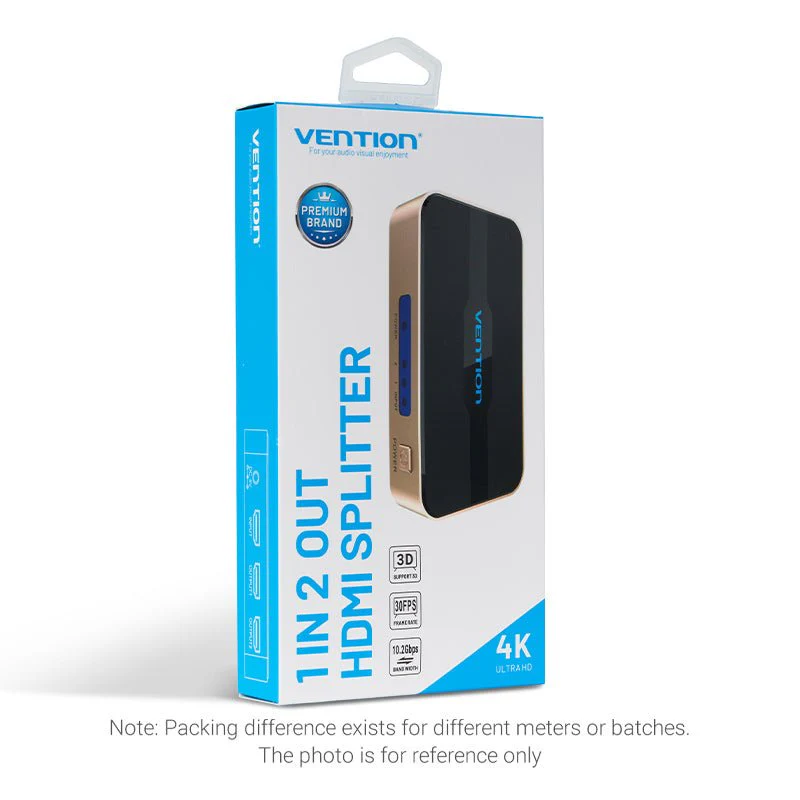Vention 1 In 2 Out HDMI Splitter 4K@30Hz Gold Aluminum Alloy Type - Image 9