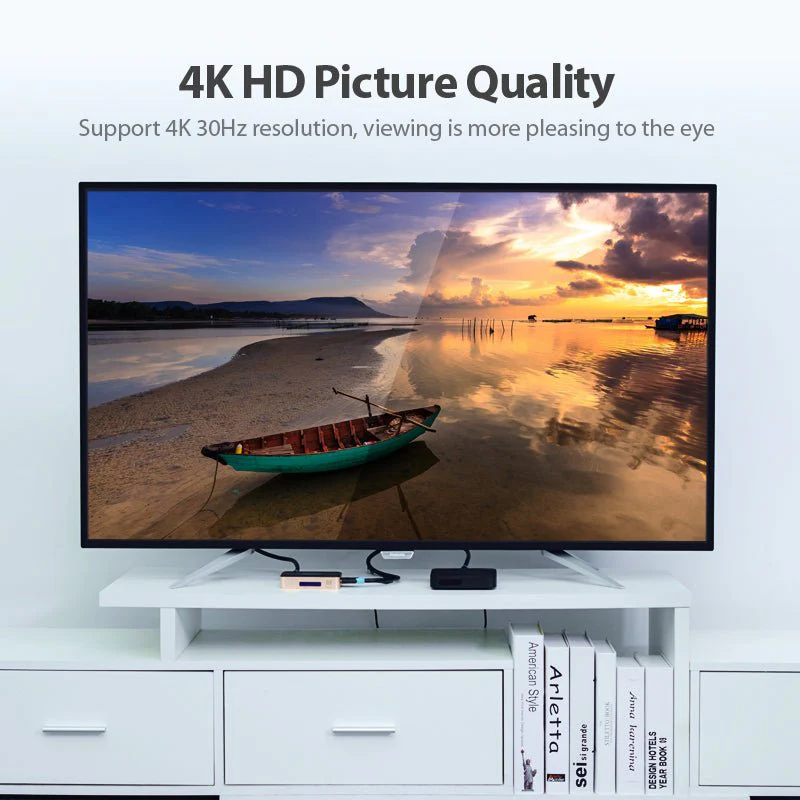 Vention 1 In 4 Out HDMI Splitter 4K@30Hz Gold Aluminum Alloy Type UK Standard - Image 3