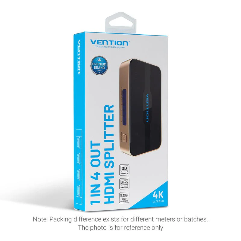 Vention 1 In 4 Out HDMI Splitter 4K@30Hz Gold Aluminum Alloy Type UK Standard - Image 9