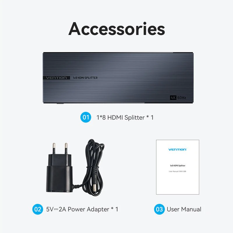 Vention 1-In & 8-Out HDMI™ Splitter 4K@60Hz Black Aluminum Alloy Type EU Standard - Image 18
