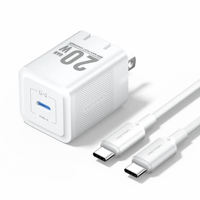 Vention 1-Port USB-C GaN Charger (20W) with USB-C to USB-C Cable (1M) US Plug - Image 2