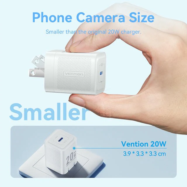 Vention 1-Port USB-C GaN Charger (20W) with USB-C to USB-C Cable (1M) US Plug - Image 8