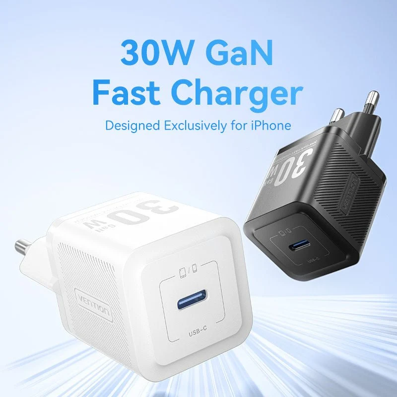 Vention 1-Port USB-C GaN Charger (30W) EU-Plug - Image 3