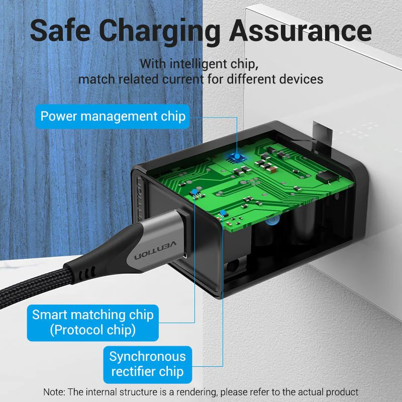 Vention 1-port USB Wall Charger(22.5W) US-Plug Black - Image 4