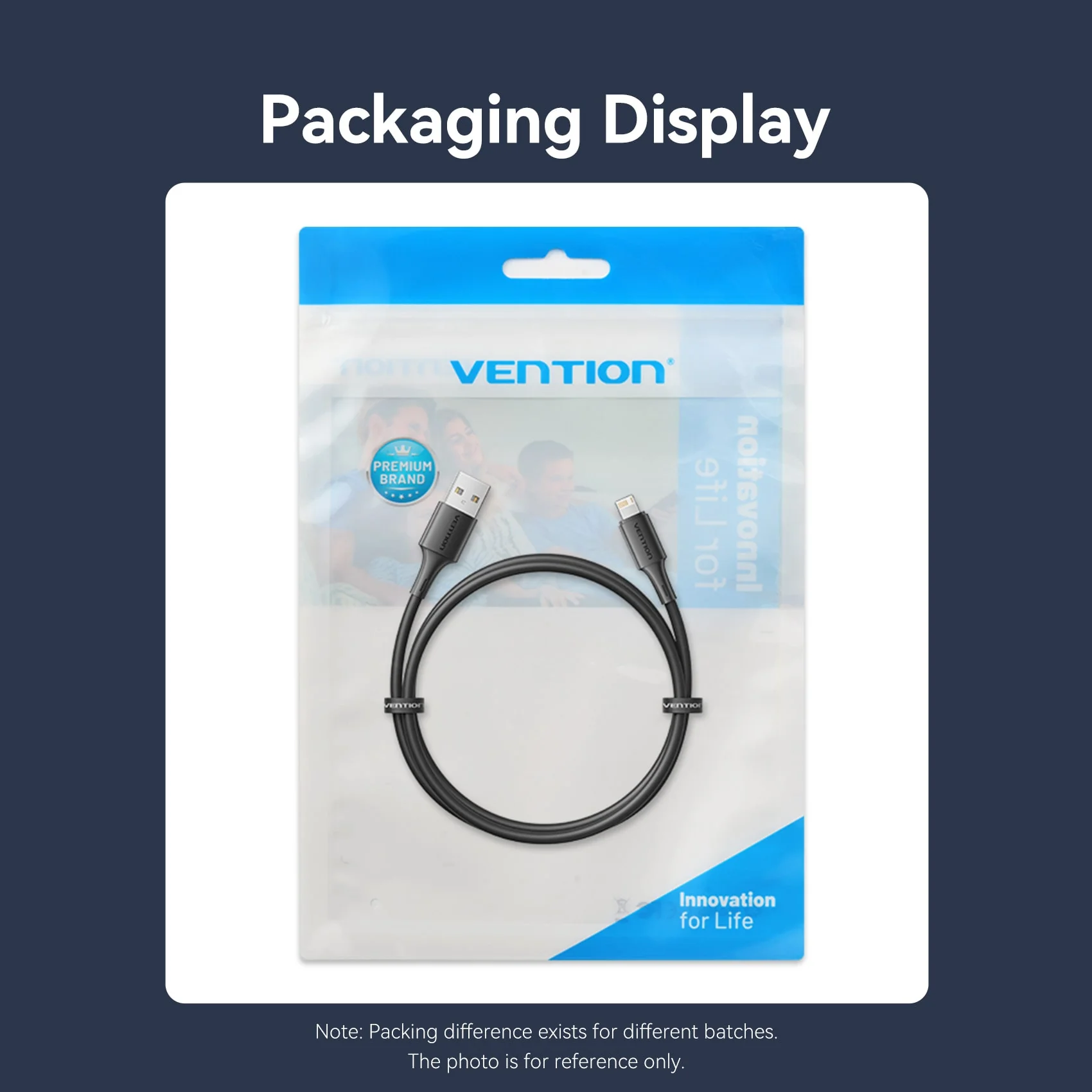 Vention USB 2.0 Type-A Male to Lightning Male 2.4A Cable 0.25M Black PVC Type - Image 15