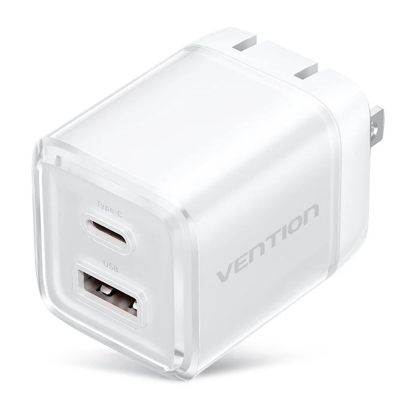 Vention 2-Port USB (C + A) GaN Charger (30W/30W) US-Plug - Image 2