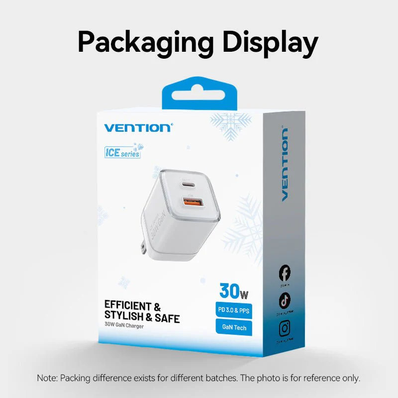 Vention 2-Port USB (C + A) GaN Charger (30W/30W) US-Plug - Image 6