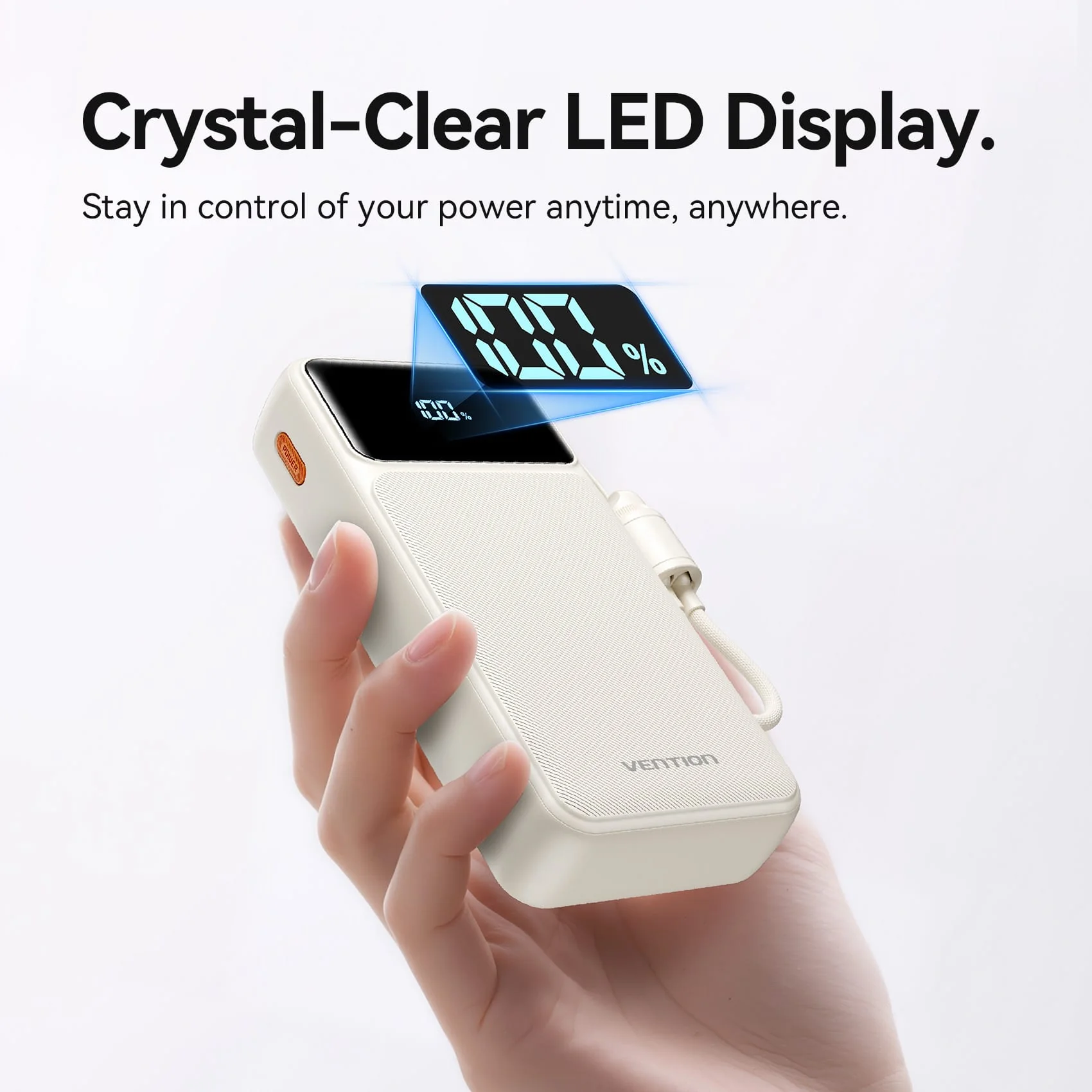 Vention 20000mAh Power Bank (USB-C + USB-A) with Built-in Cable 22.5W - Image 10