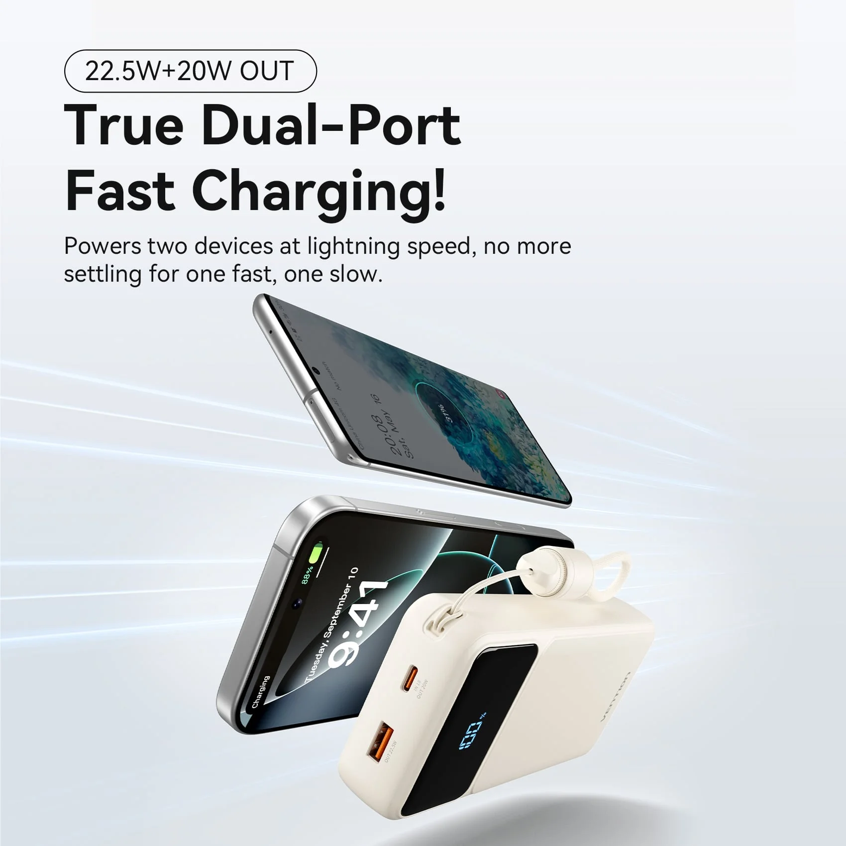 Vention 20000mAh Power Bank (USB-C + USB-A) with Built-in Cable 22.5W - Image 9