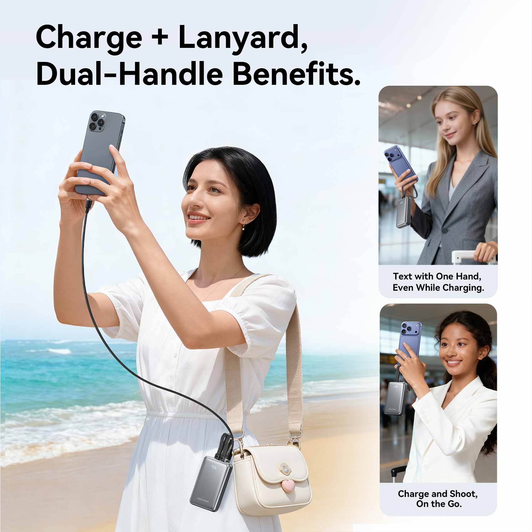 Vention 20000mAh Power Bank with Built-in USB-C and Lightning Cables 35W - Image 9