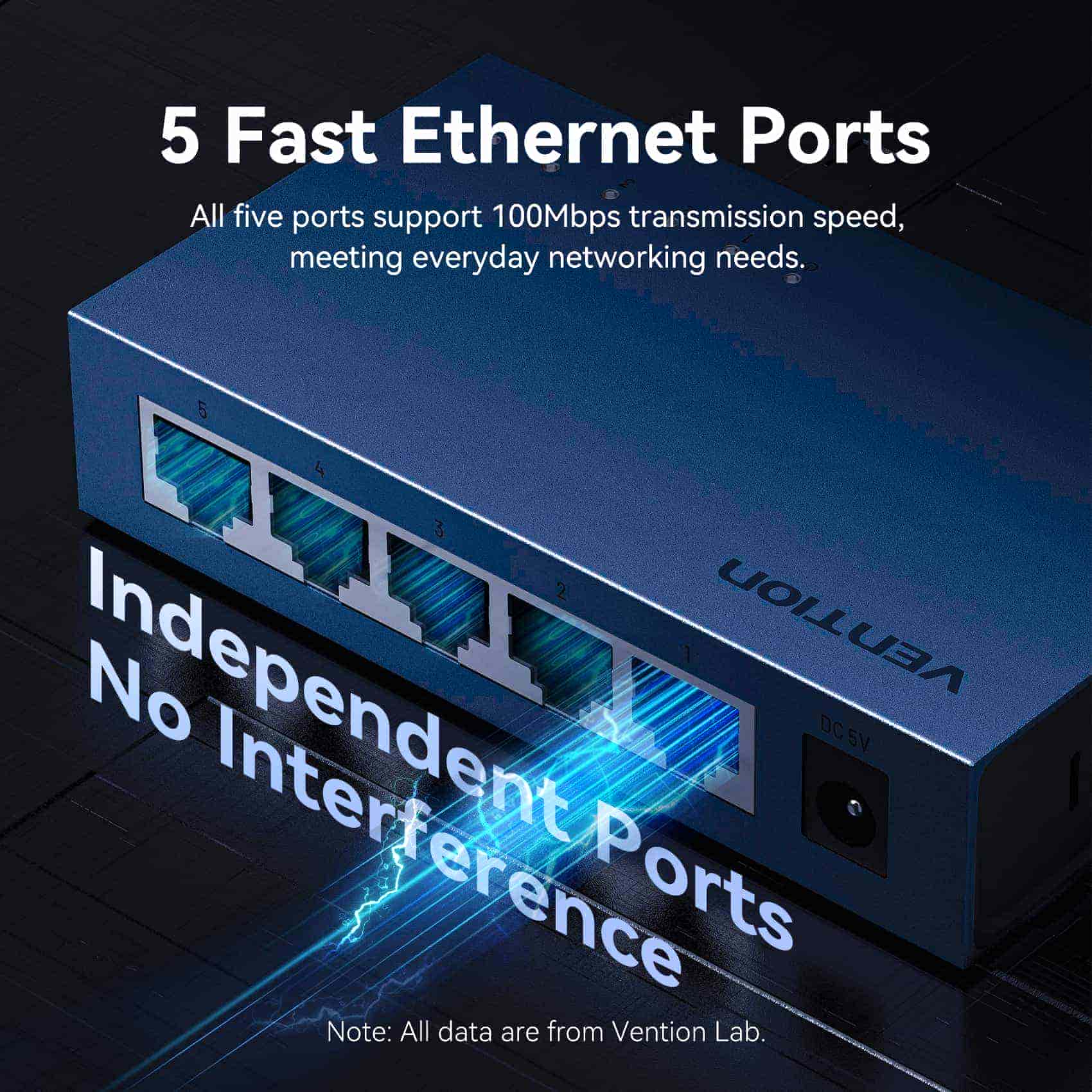 Vention 5-Port 100Mbps Ethernet Switch - Image 3