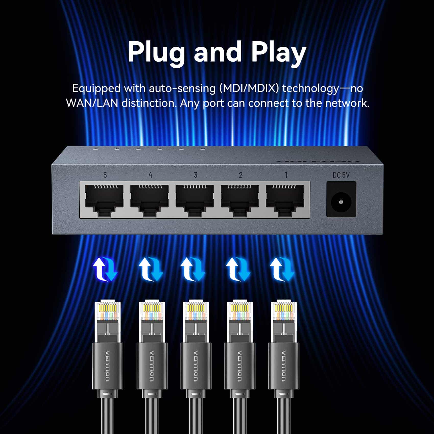 Vention 5-Port 100Mbps Ethernet Switch - Image 4
