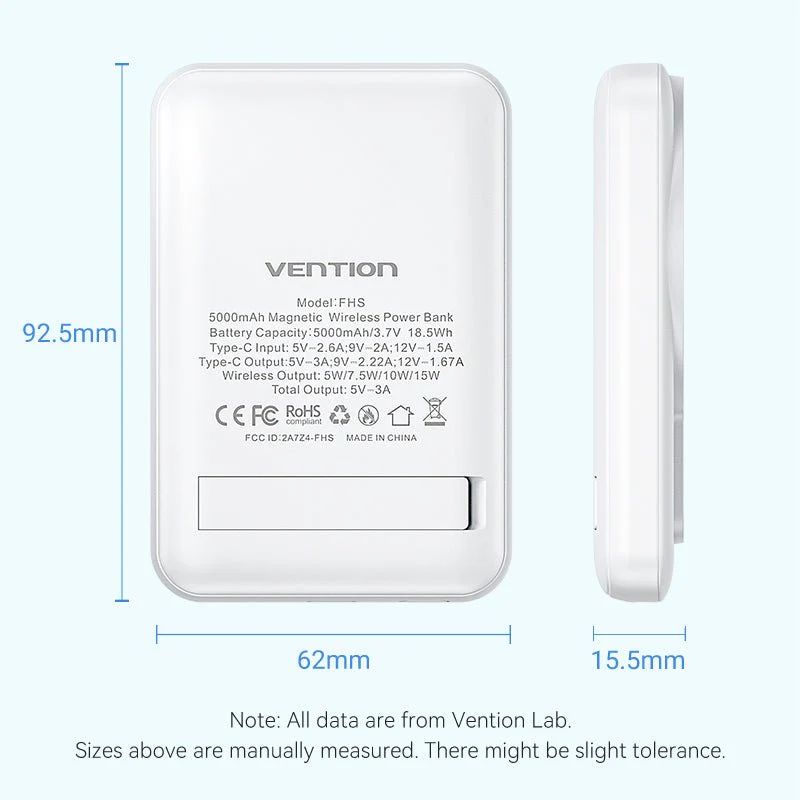 Vention 5000mAh Magnetic Wireless Power Bank 20W - Image 15