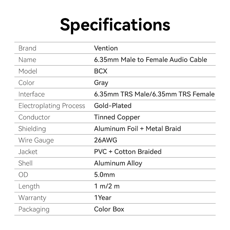 Vention 6.35mm Male to Female Audio Cable - Image 12