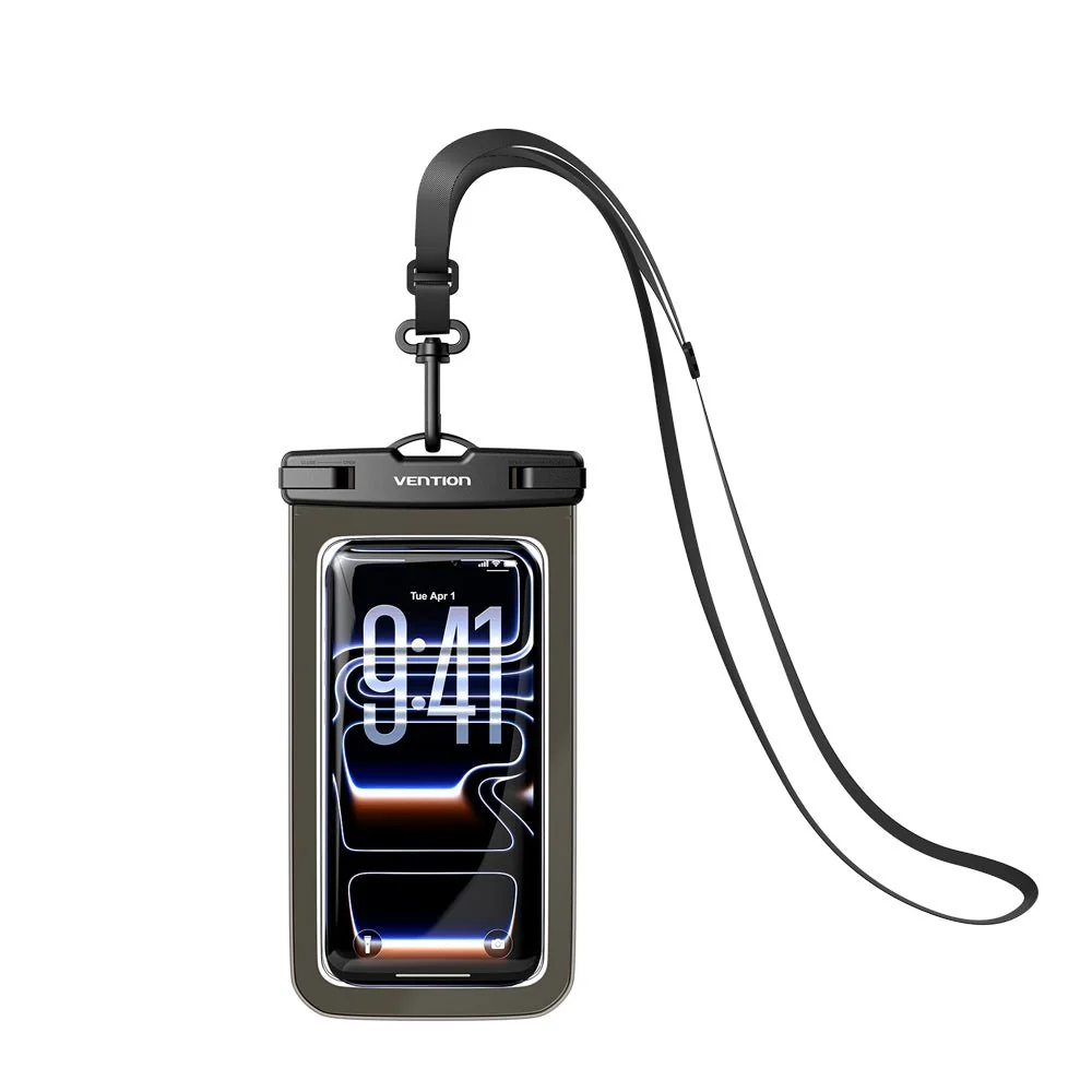Vention 7.2-Inch Shockproof Black-Edged Waterproof Phone Pouch with Lock Seal Black