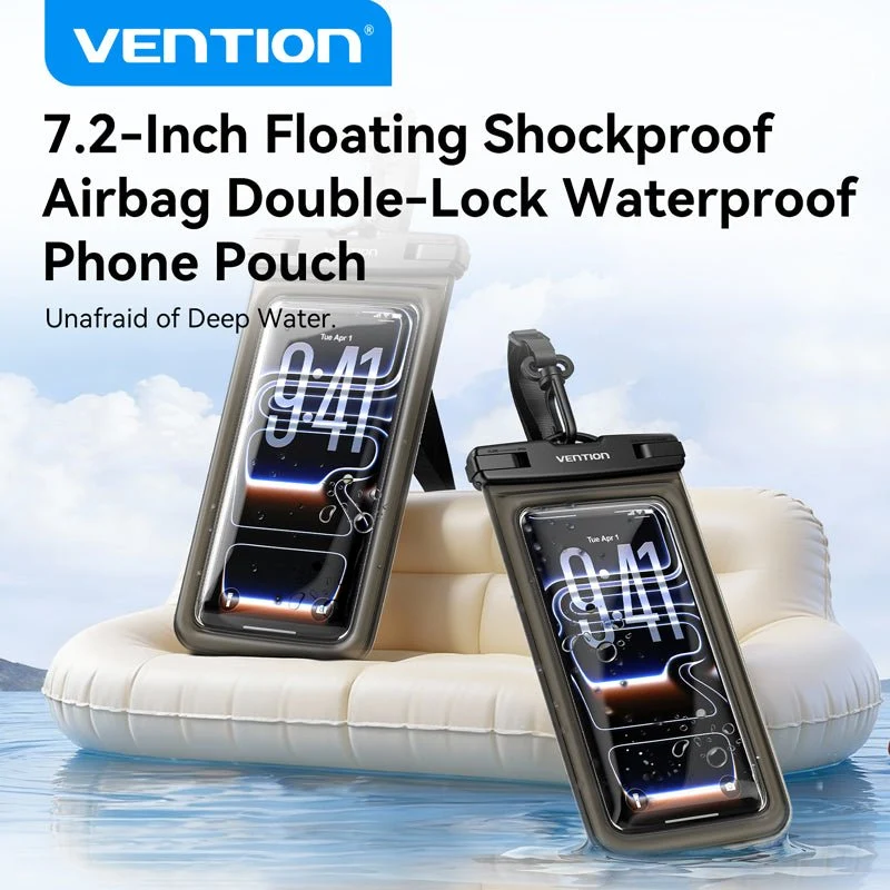 Vention 7.2-Inch Shockproof Black-Edged Waterproof Phone Pouch with Lock Seal Black - Image 15