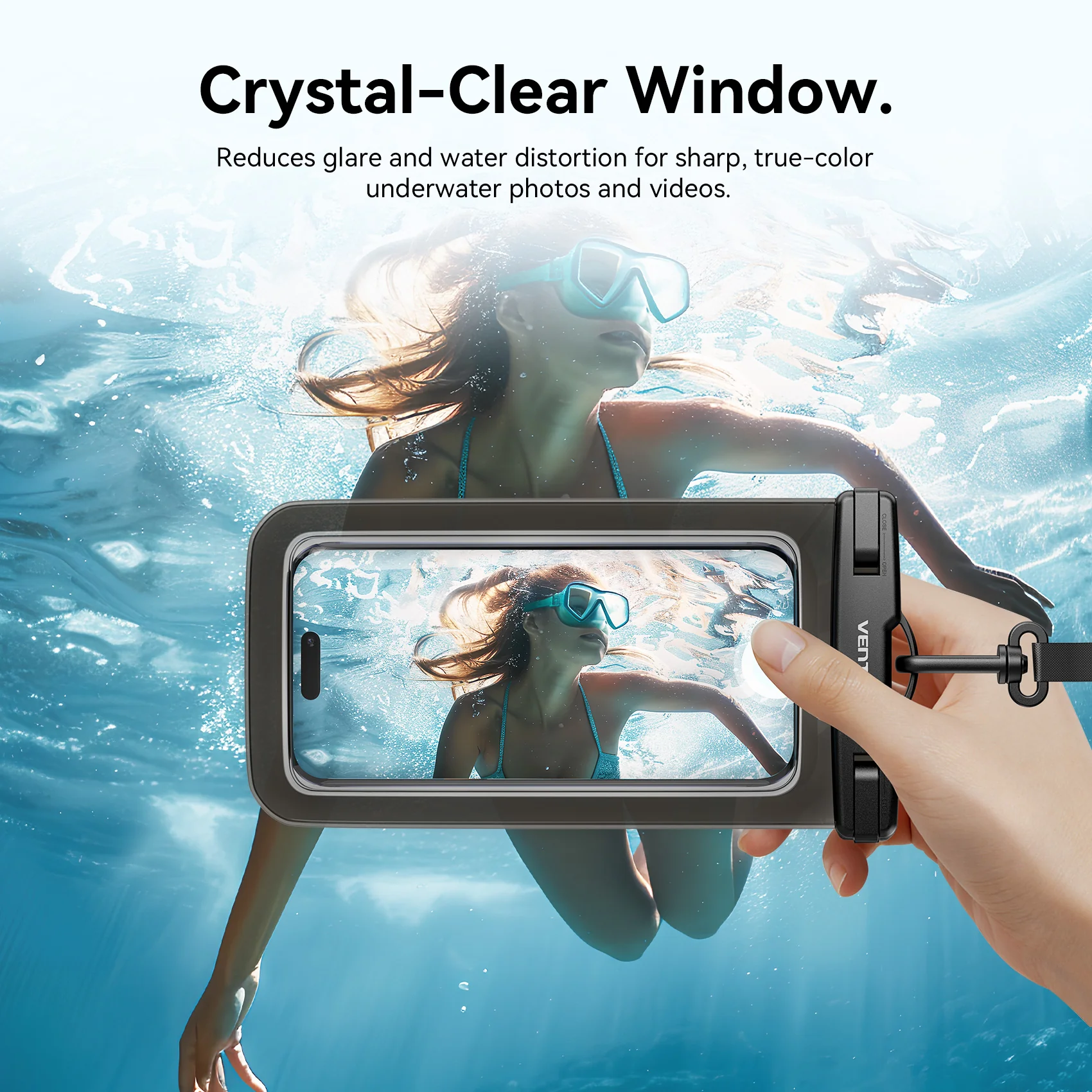 Vention 7.2-Inch Transparent Waterproof Phone Pouch with Lock Seal Black - Image 9