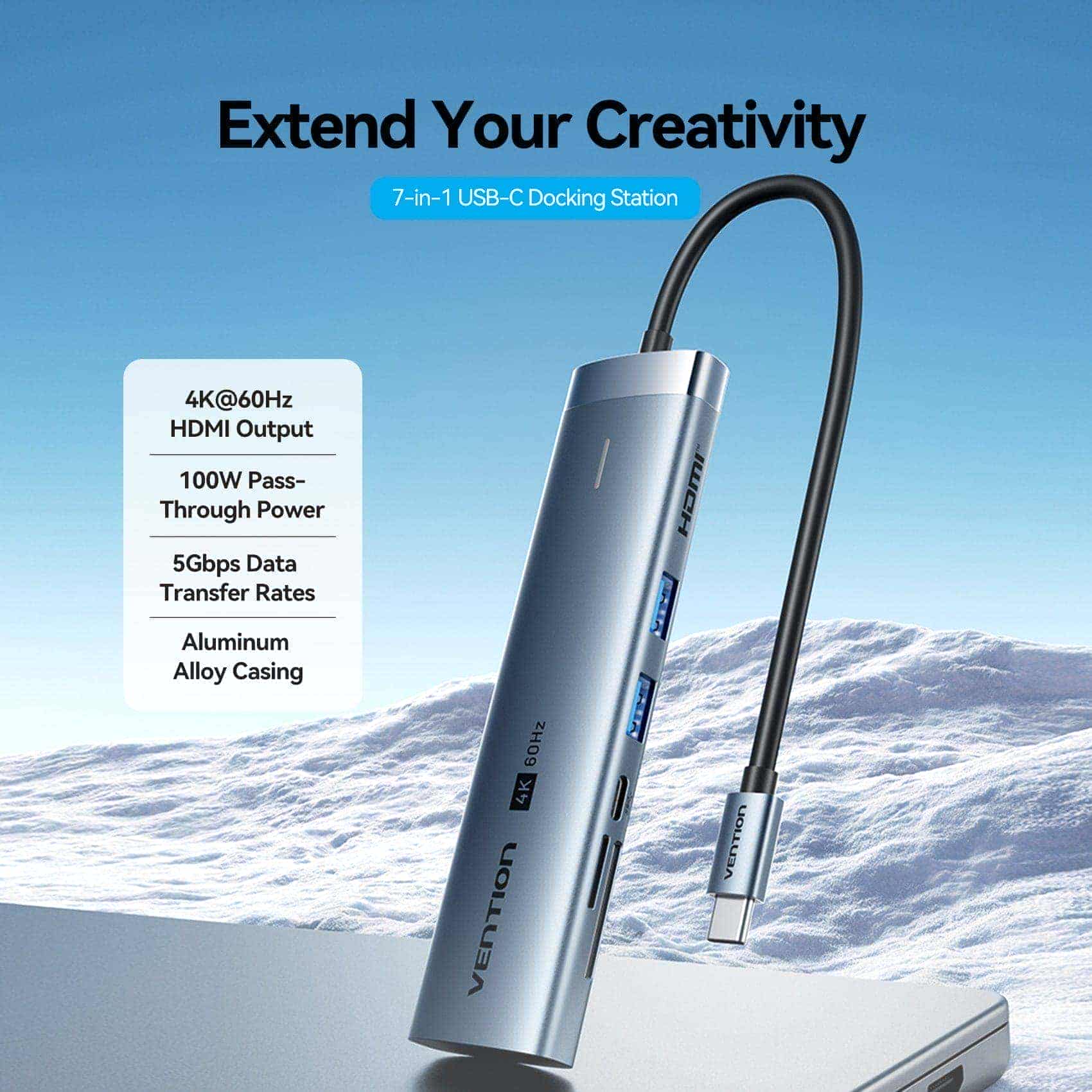 Vention 7-in-1 USB-C Docking Station - Image 2