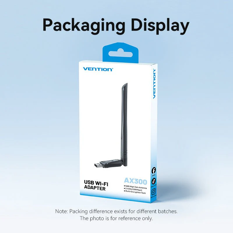 Vention AX300 USB Wi-Fi Single Band Adapter With High Gain Antenna Black - Image 15
