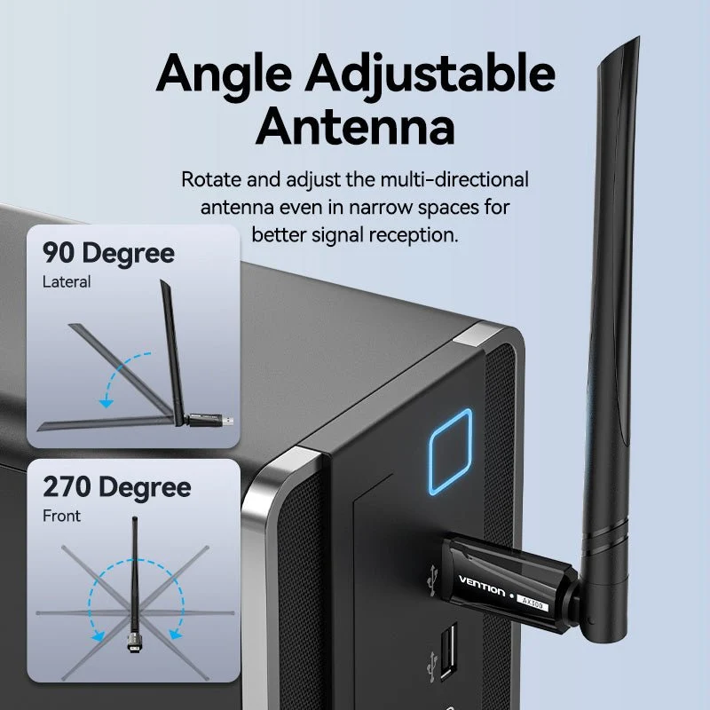 Vention AX300 USB Wi-Fi Single Band Adapter With High Gain Antenna Black - Image 8